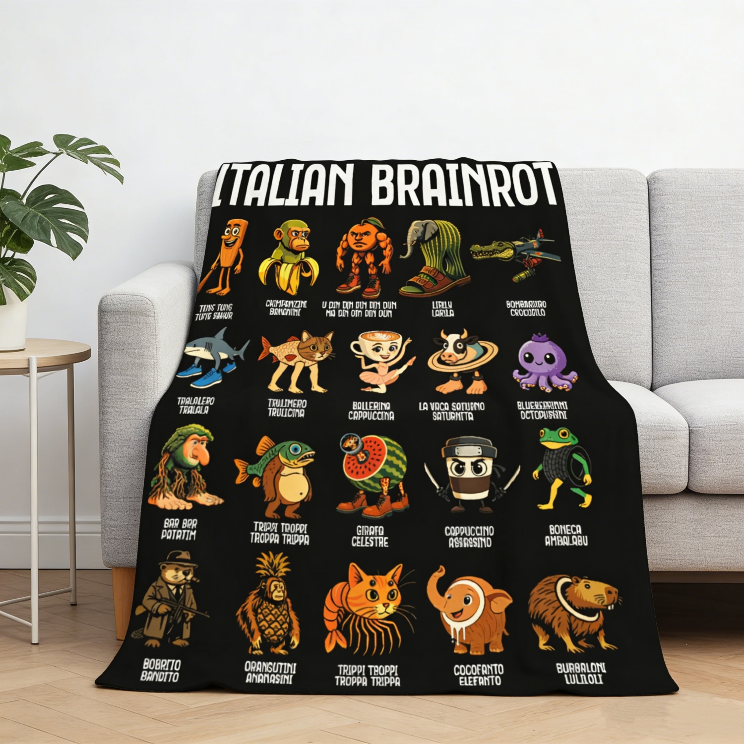 Home Decor Design Ideas - Premium Italian Brainrot Design Blanket Breathable