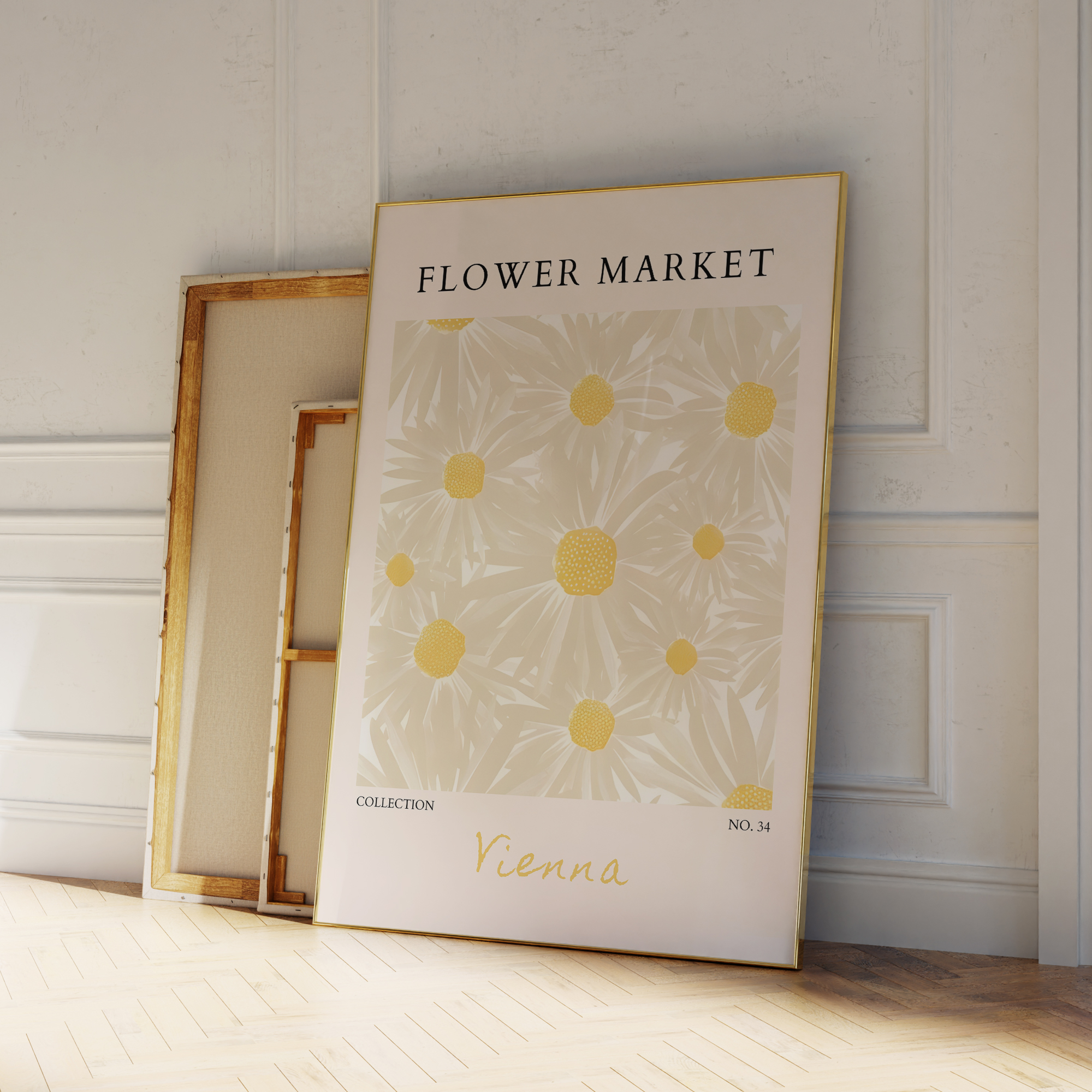 Home Decor Flowers - Modern Flower Market Yellow Flowers Wall