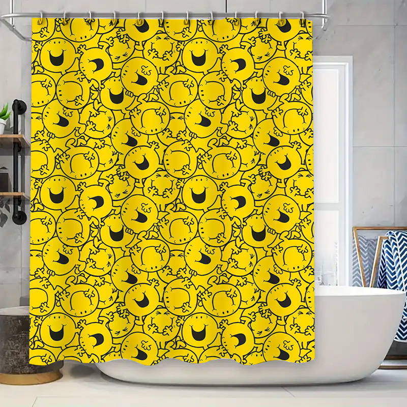 Home Decor Emoji - Yellow Shower Curtain with Happy Emoji