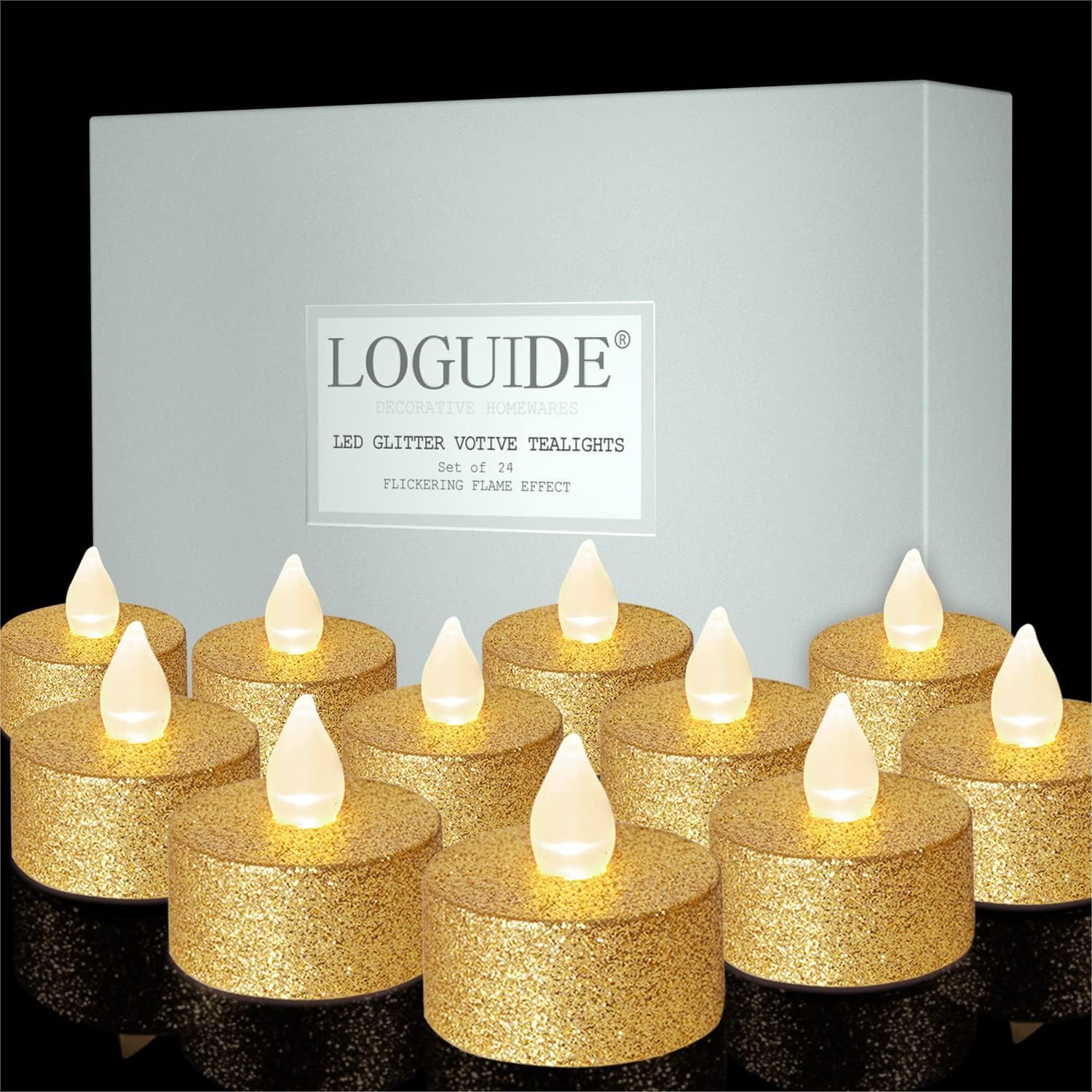Home Decor Free Images - Gold LED Tea Lights, 24 Pack