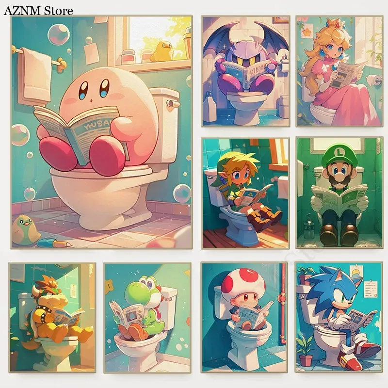 Home Decor Game - Funny Bathroom Cartoon Video Game Poster