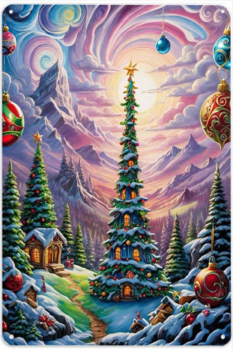 Home Decor Tree - 3D Flat Christmas and Christmas Eve