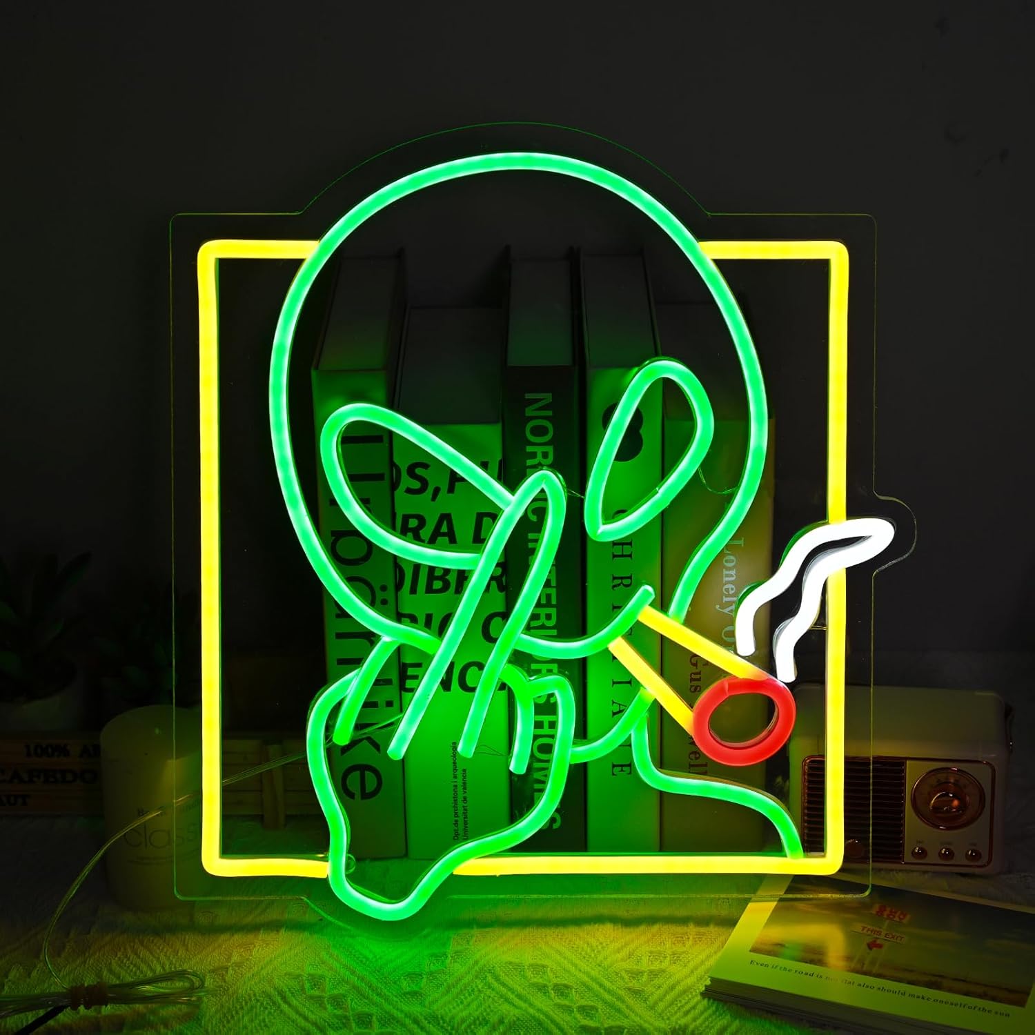 Home Decor Game - Green Alien Neon Sign Art Wall