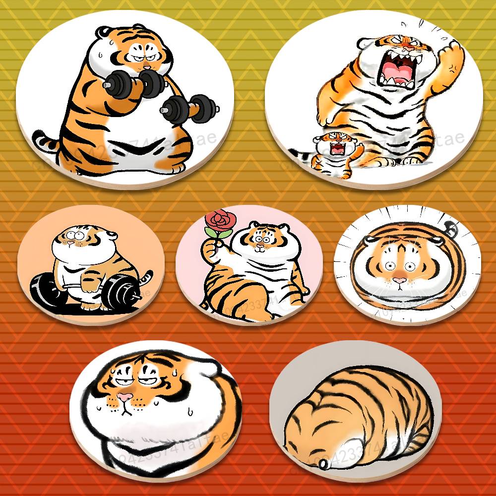 Home Decor Emoji - Funny Cute Tiger Emojis Multifunctional Coasters