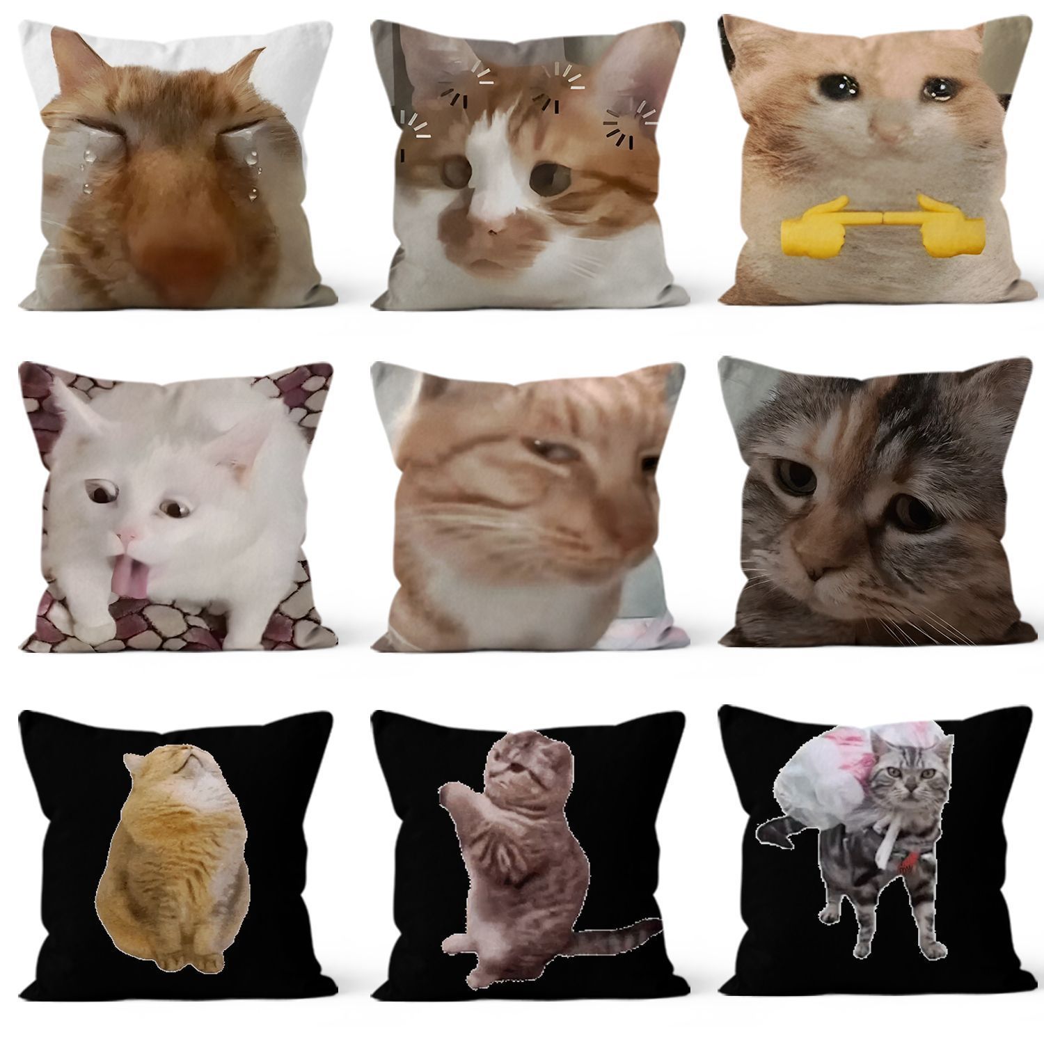 Home Decor Emoji - Cute Cat Emoji Print Pillow Multi-use