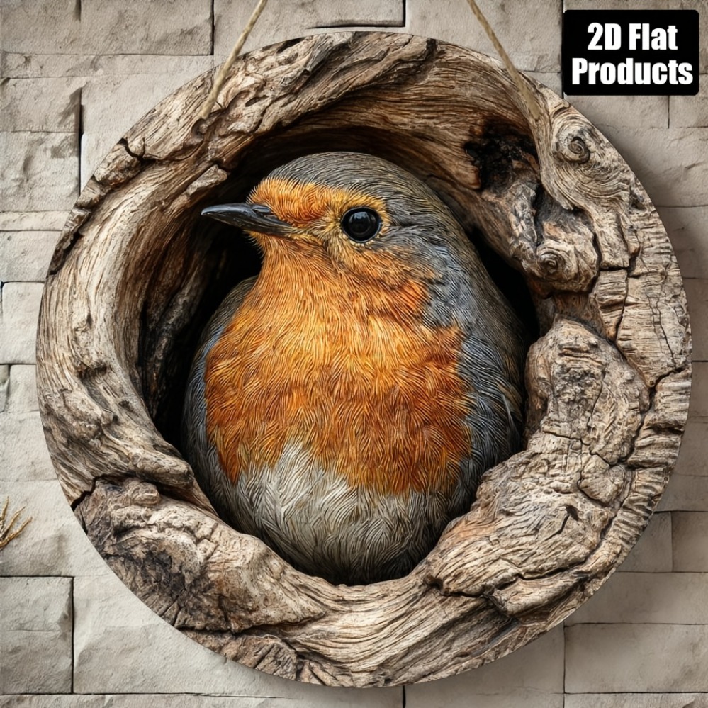 Home Decor Tree - Tree Hole Bird Metal Sign 8x8