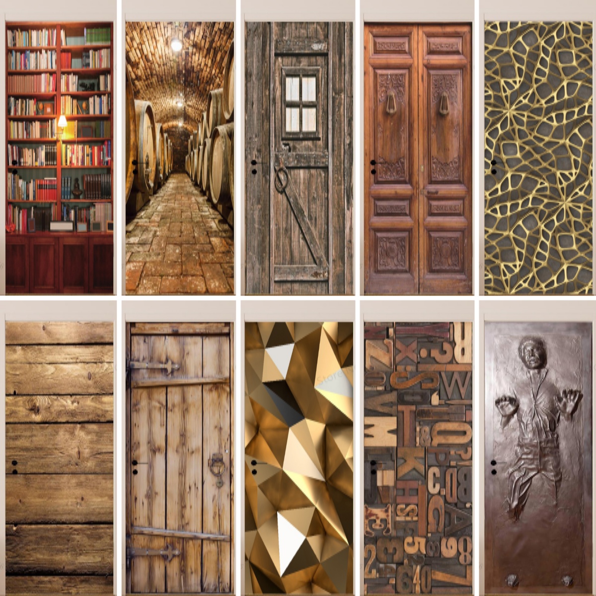 Home Decor On Sale - Imitation Wood Door Sticker Retro Matte