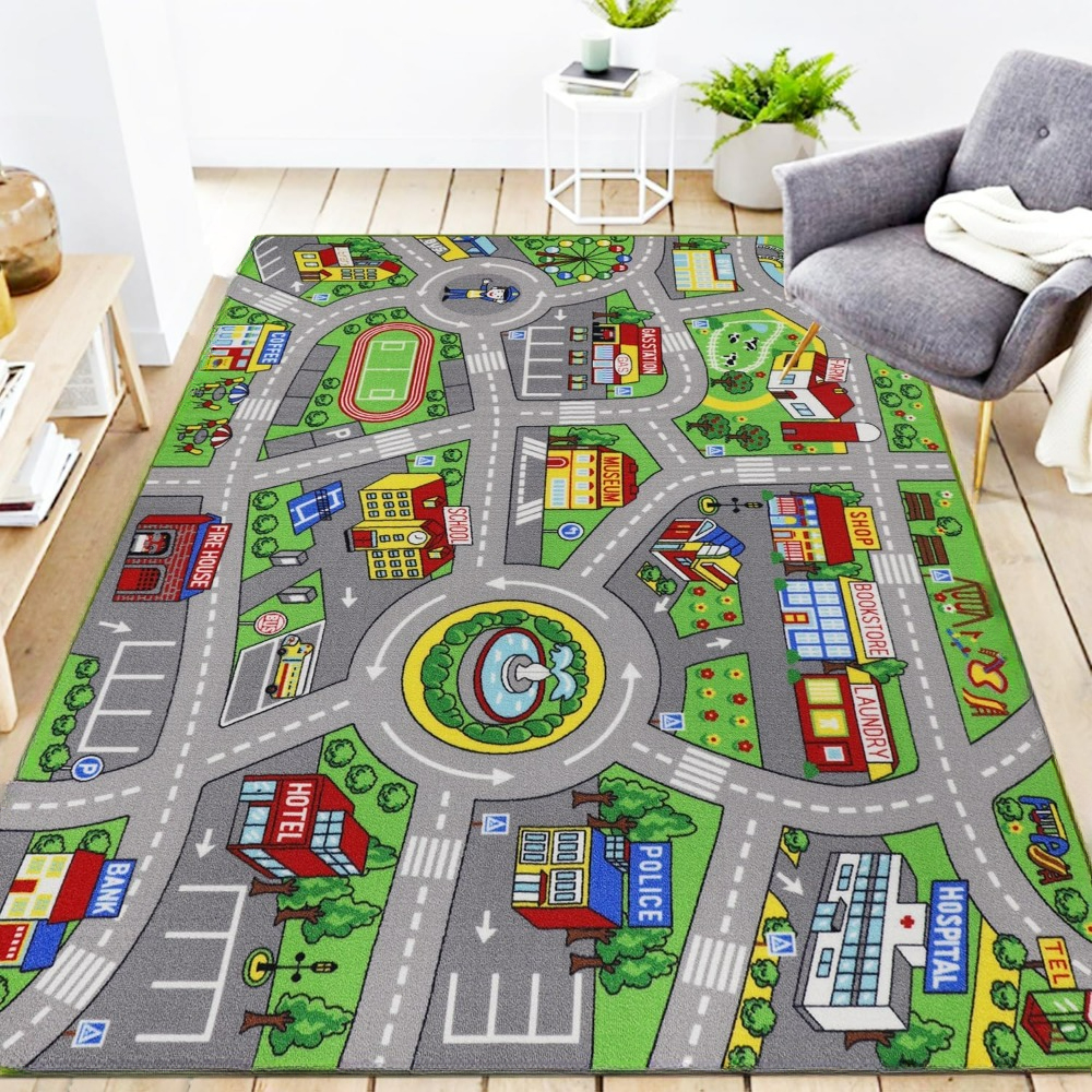 Home Decor Retailers - Childrens Traffic Road Playmat Rug Washable