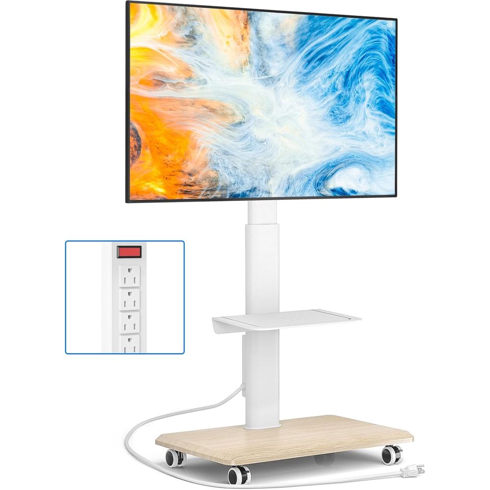 Home Decor On Wheels - Sleek Rolling TV Stand with Power
