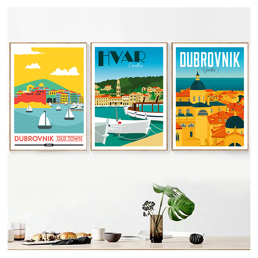 Travel Poster Canvas Painting  – обзор и цена Home Decor Zagreb