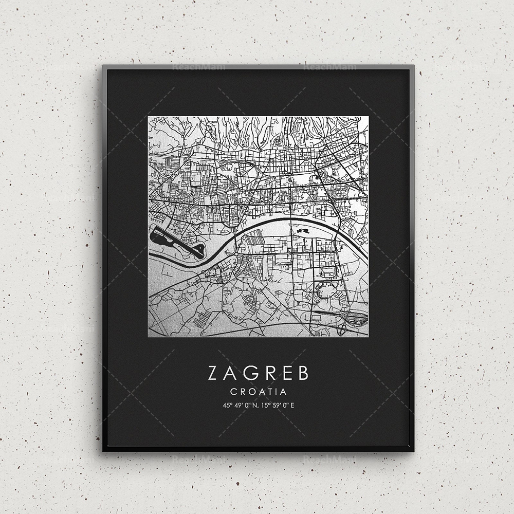 Zagreb City Map Printing Gold  – обзор и цена Home Decor Zagreb