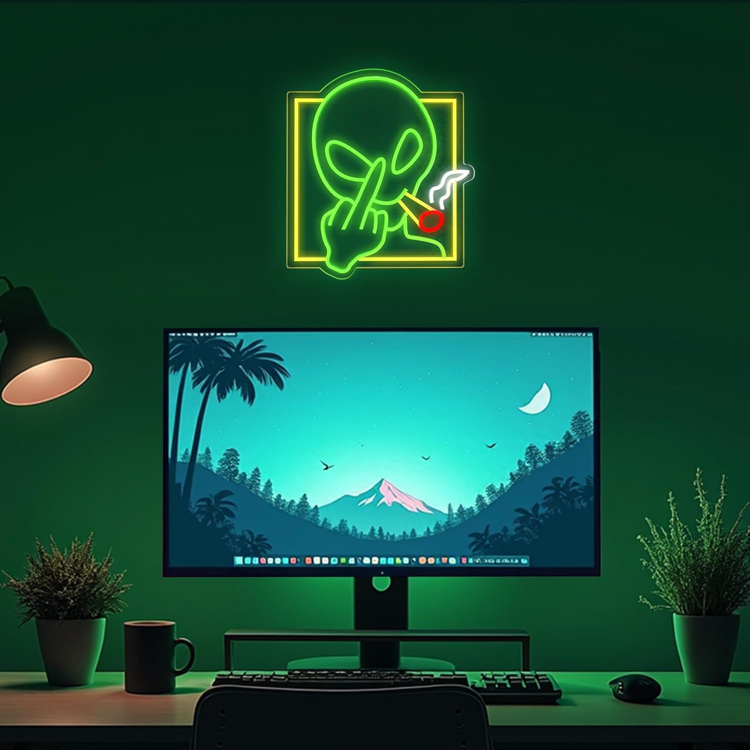 Green Alien Neon Sign Art Wall – обзор и цена Home Decor Game