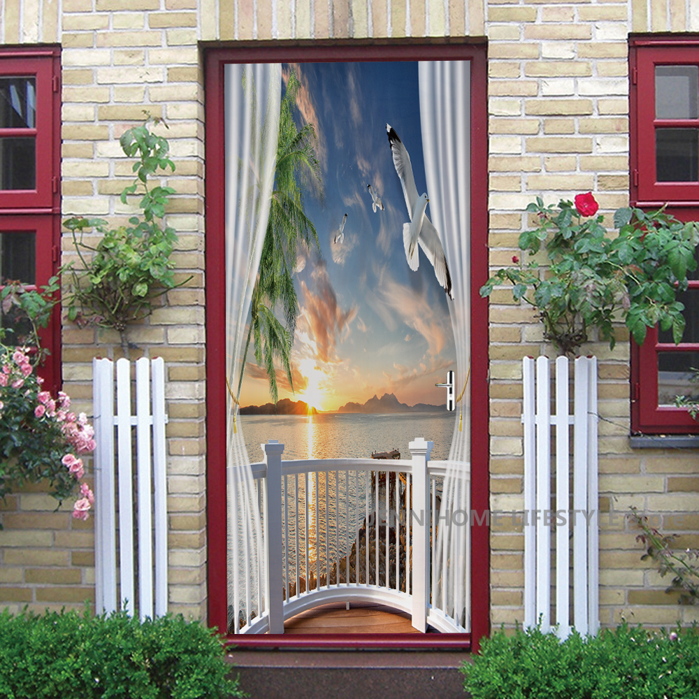3D Landscape Door Stickers Rem – обзор и цена Home Decor On Sale