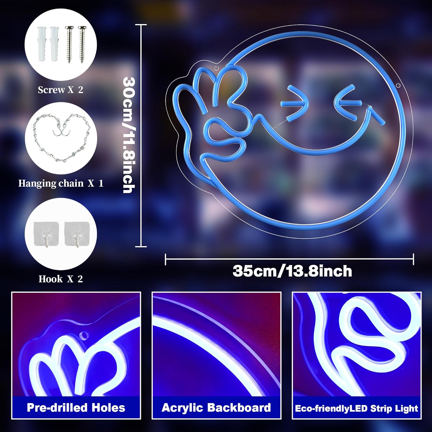 Emoji Smile OK  Neon Sign USB  – обзор и цена Home Decor Emoji