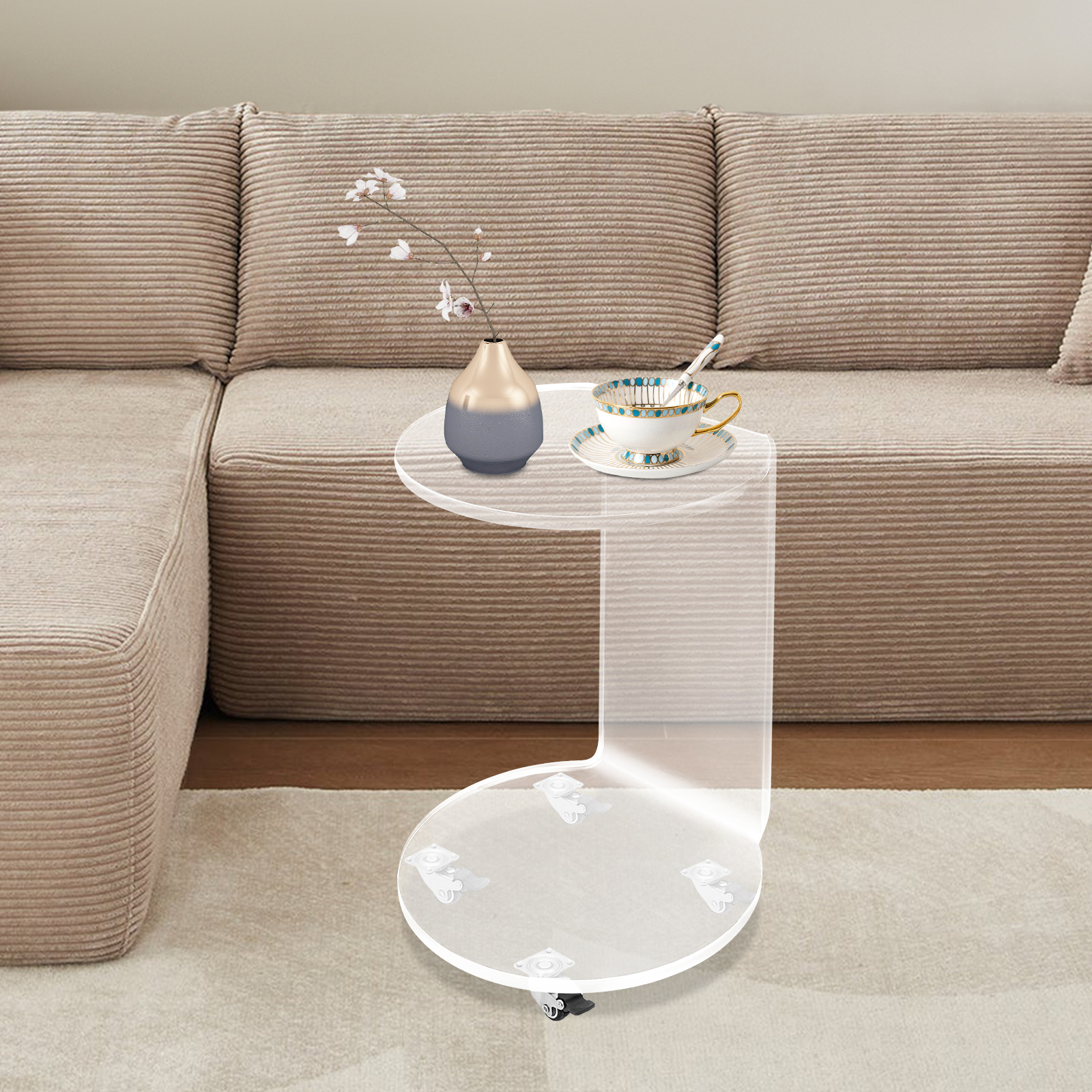 C-Shaped Round Acrylic Side So – обзор и цена Home Decor On Wheels