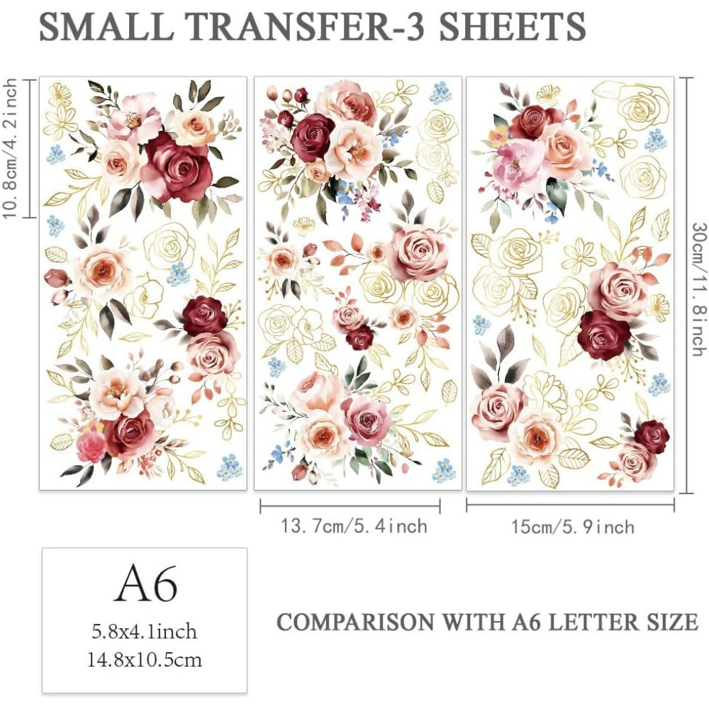 3pcs/Set Watercolor Roses Rub  – обзор и цена Home Decor Flowers