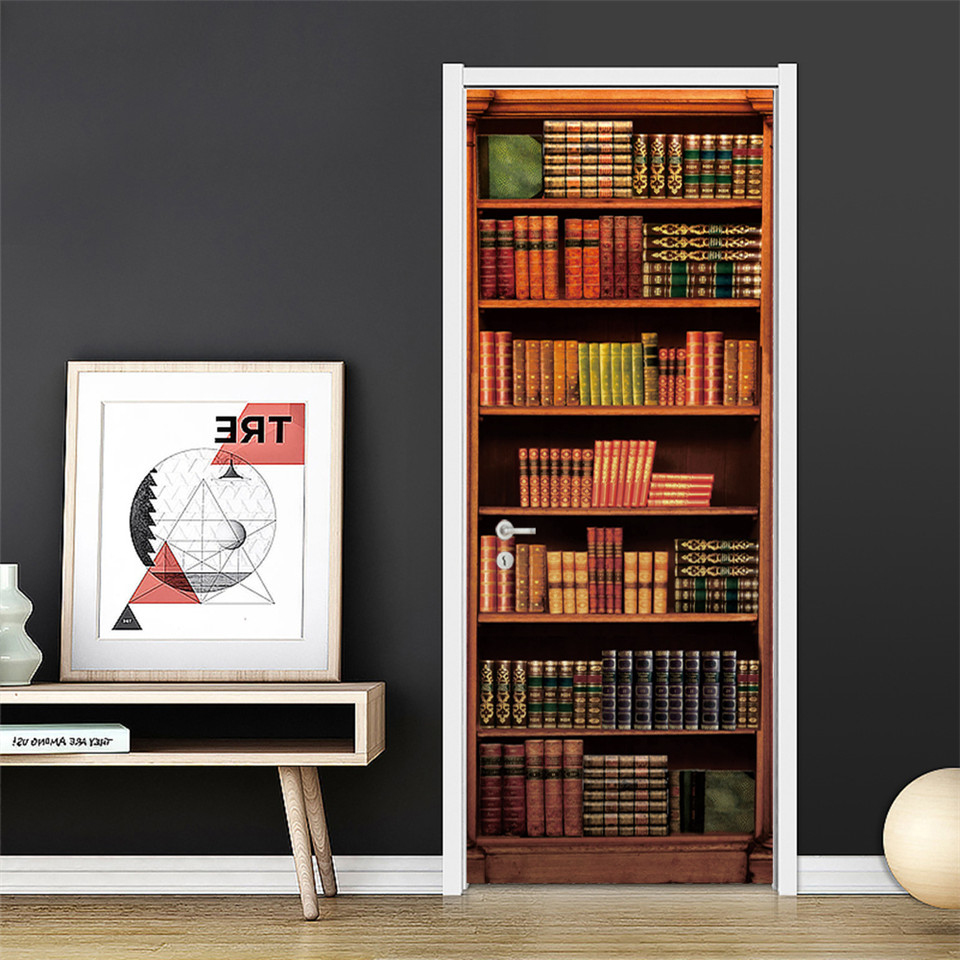 3D Door Wallpaper PVC Library  – обзор и цена Home Decor On Sale