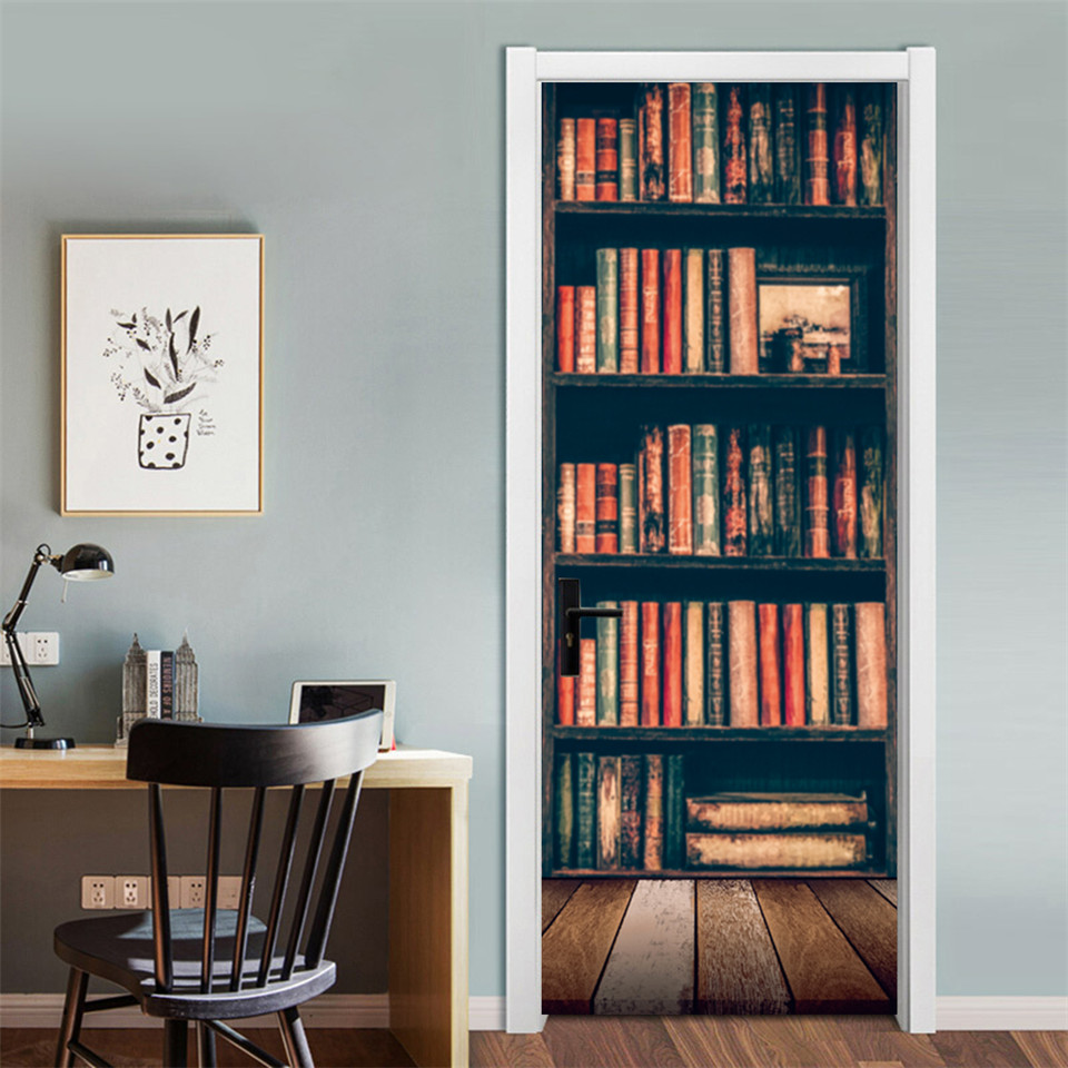 3D Door Wallpaper PVC Library  – обзор и цена Home Decor On Sale