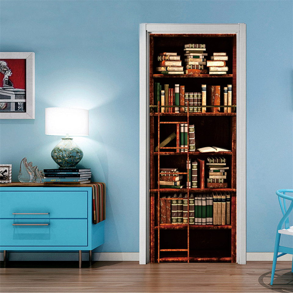 3D Door Wallpaper PVC Library  – обзор и цена Home Decor On Sale