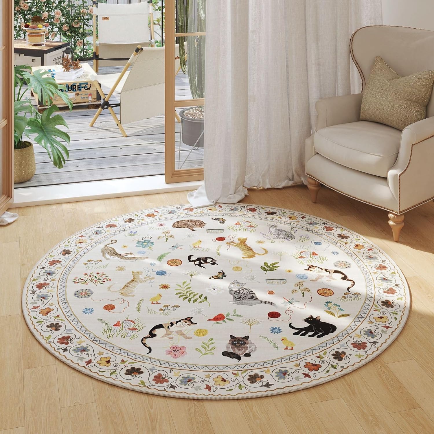 Boho Cute Cats Playing Round A – обзор и цена Home Decor Retailers