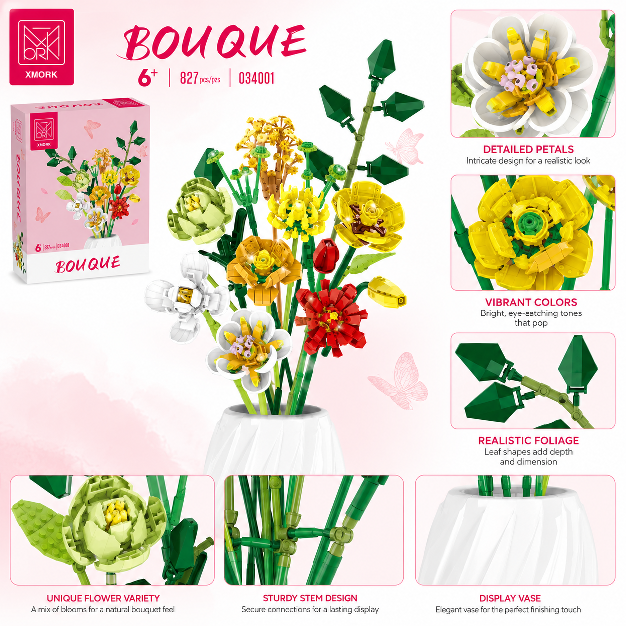 Bouquet Flower Building Blocks – обзор и цена Home Decor Flowers