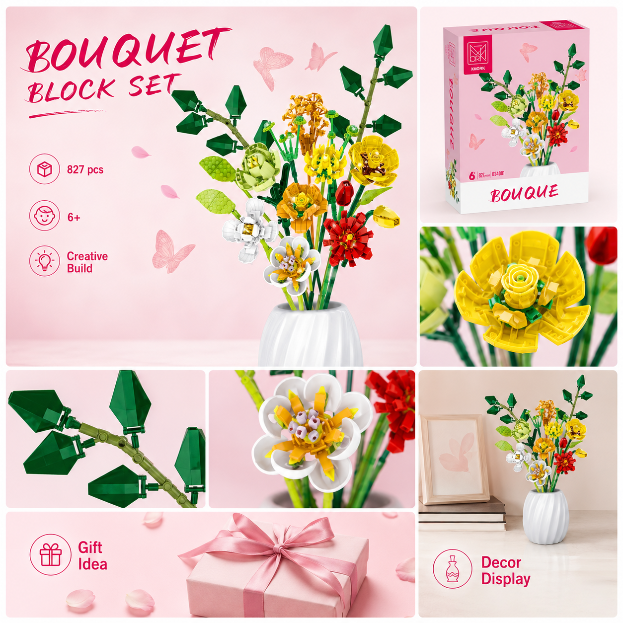 Bouquet Flower Building Blocks – обзор и цена Home Decor Flowers