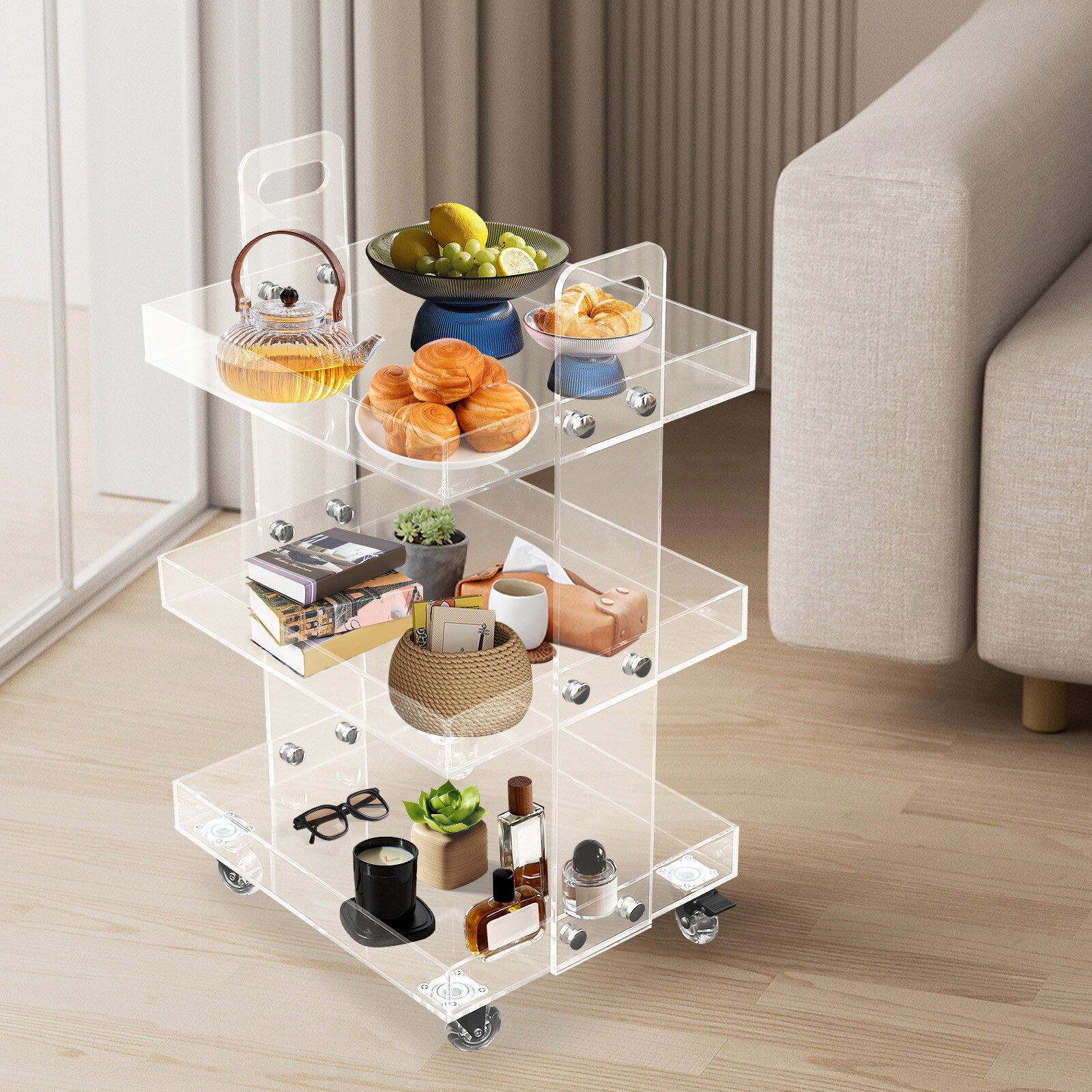 3-Tier Clear Acrylic Storage C – обзор и цена Home Decor On Wheels