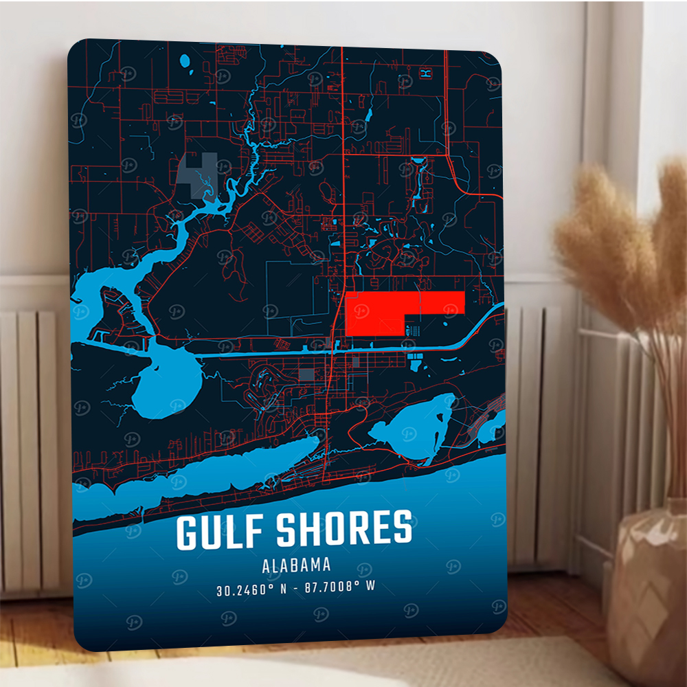Gulf Shores Alabama Map Metal  – обзор и цена Home Decor Location
